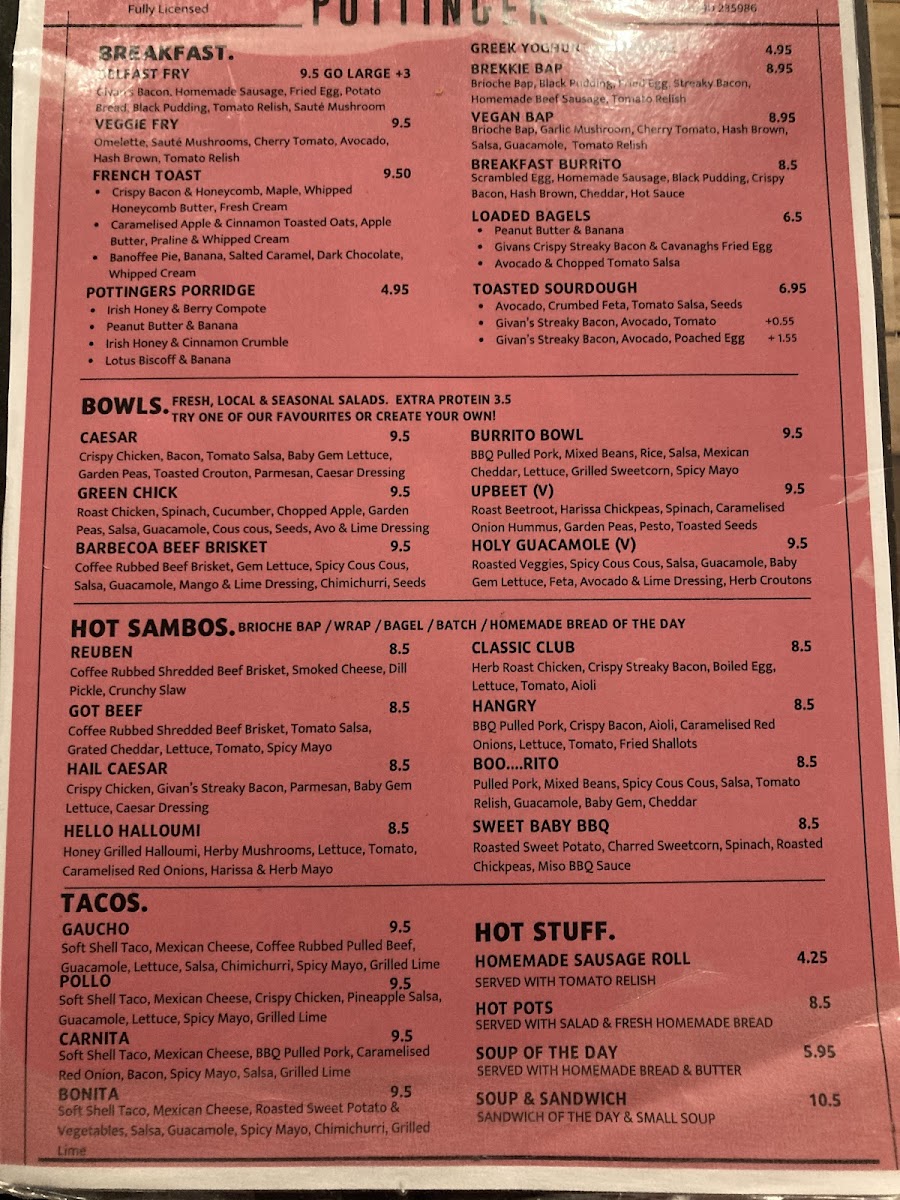 Menu Pottingers Cafe Belfast-2